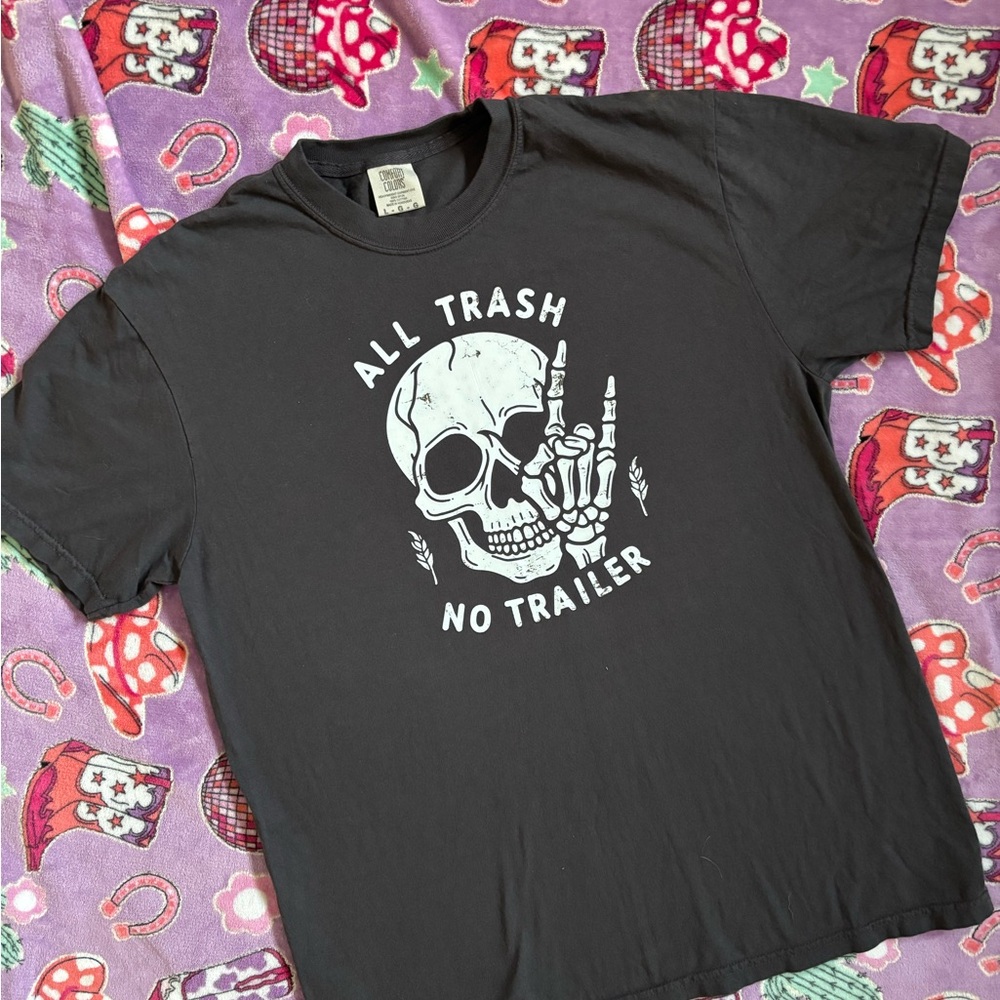 Black Graphic Tee with Skull Design